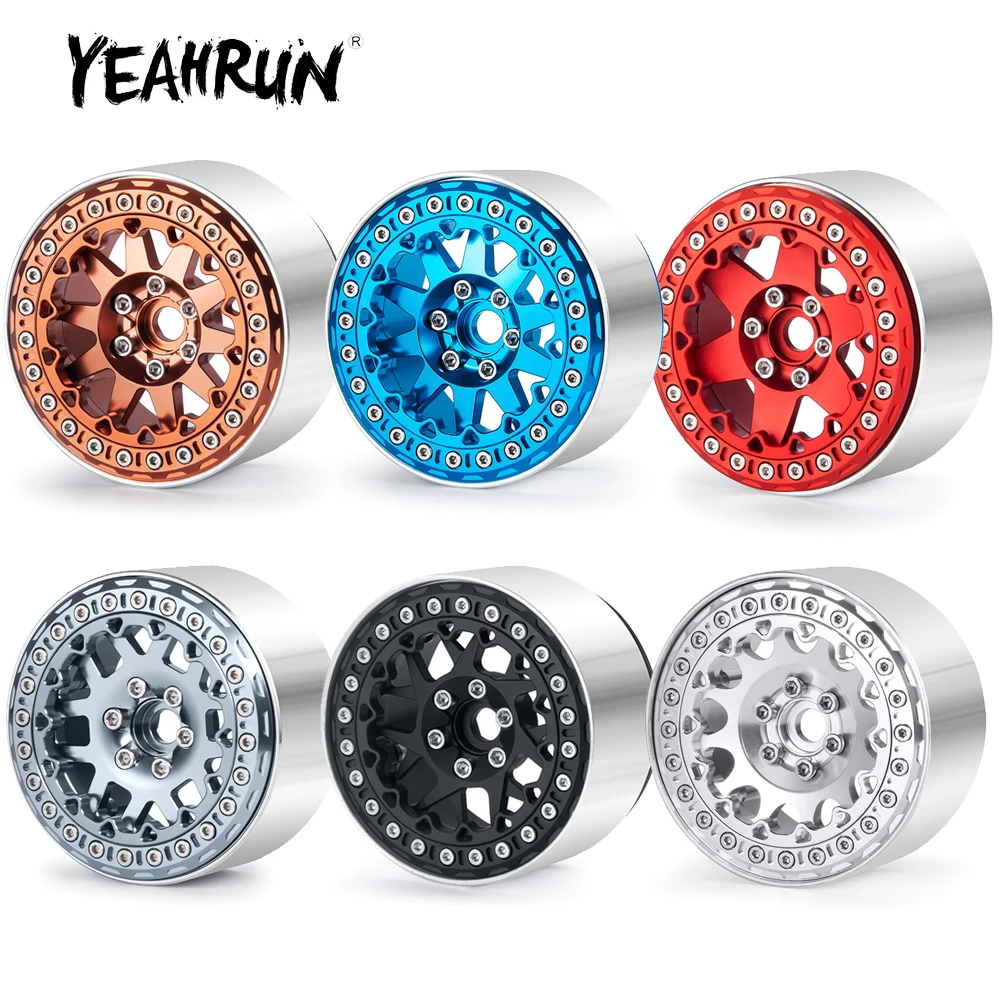 

YEAHRUN 4Pcs 2.2inch Metal Alloy Beadlock Wheel Rims Hubs Rings for TRX-4 Axial Wraith 90018 1/10 RC Crawler Car Upgrade Parts