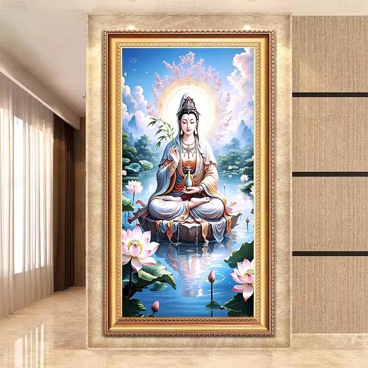 Lotus Buddha 11ct Printed Needlework,DIY Living Room Printed Cross Stitch,Sets For Embroidery Kit Full Cotton/Silk Threads