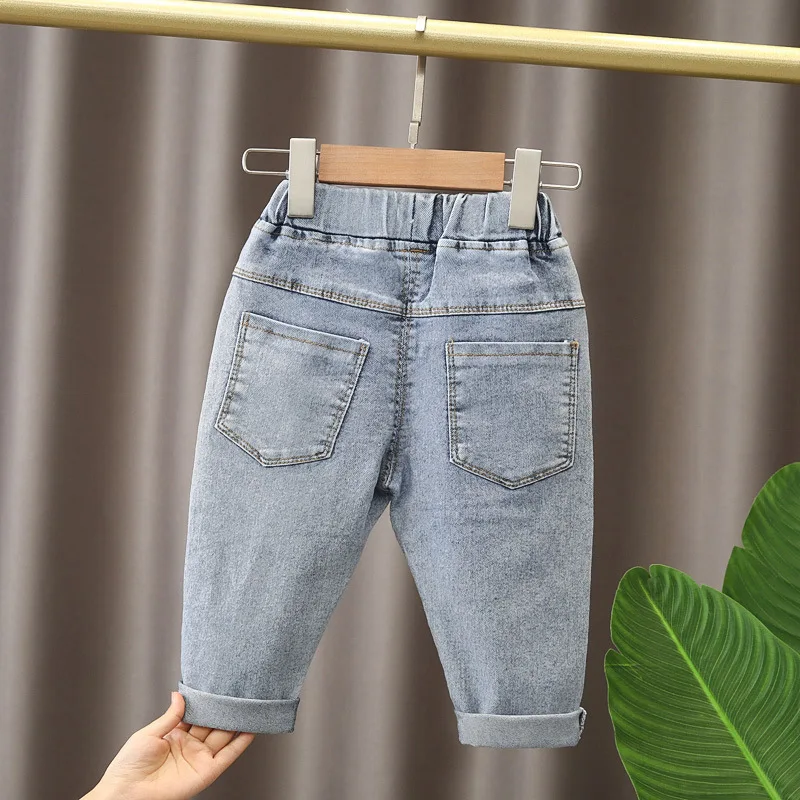 Pantaloni dritti per ragazze in Jeans di colore chiaro уens pantaloni Casual in Denim abbigliamento per bambini 1-5 anni pantaloni elasticizzati in