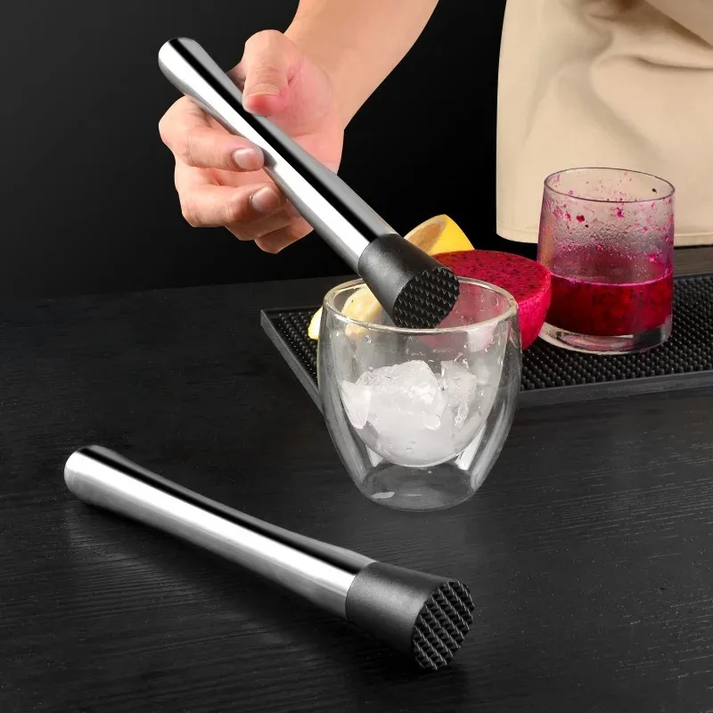 Stainless Steel Crushed Ice Stick Cocktail Milk Tea Lemon Hammer Manual Ice Crushing Stick Barware Durable Drink Accessory
