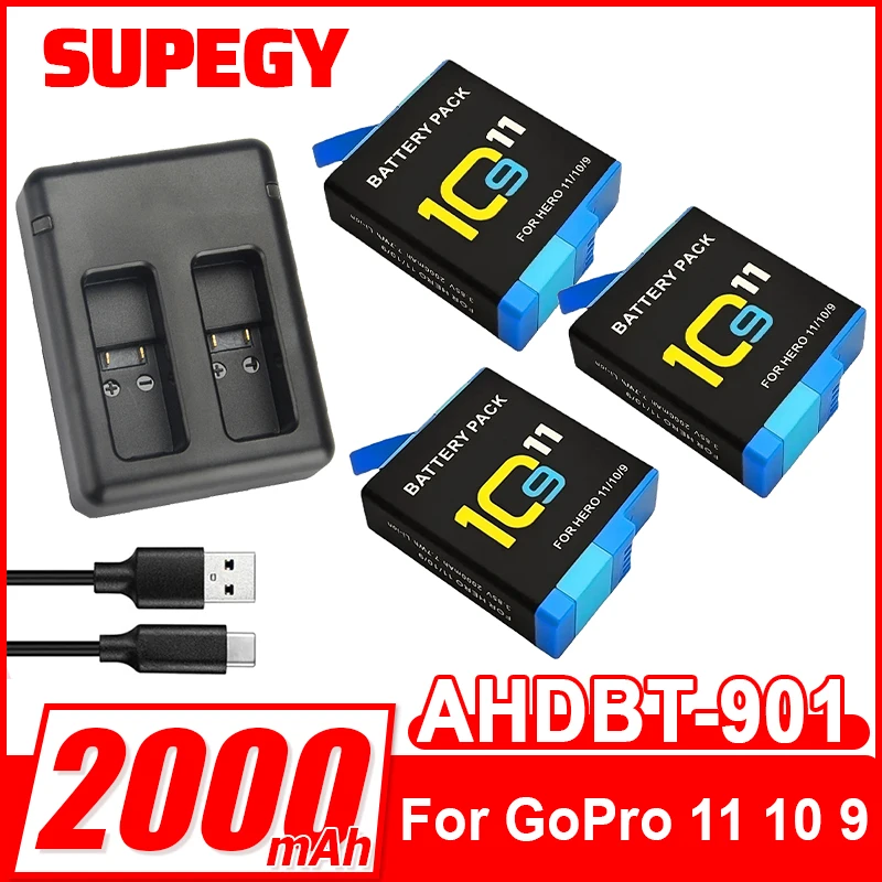 AHDBT-901 Is Suitable for Gopro11 Motion Camera HERO11 10 9 Full Decoding Battery AHDBT-901/10/9