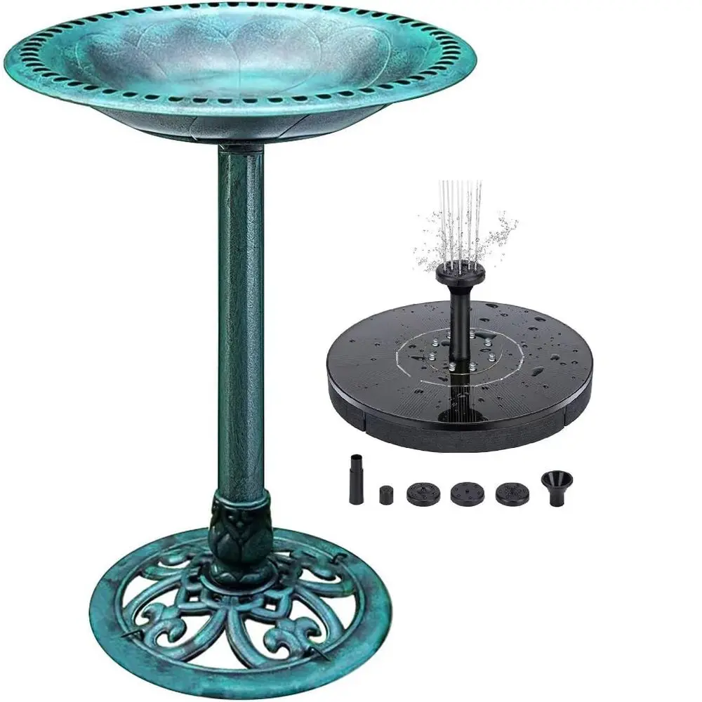 

28-дюймовая уличная купальня для птиц из полимерной смолы, легкая, в ретро-стиле, для сада и двора, зеленого цвета