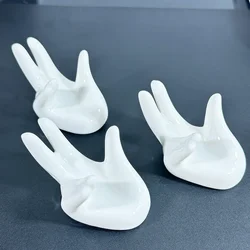 1pc Ceramics Hand White Crystal Holder, Quartz Crystals Sphere Balls Holder, Ceramic Stand Base, For Home Decoration, Home Decor