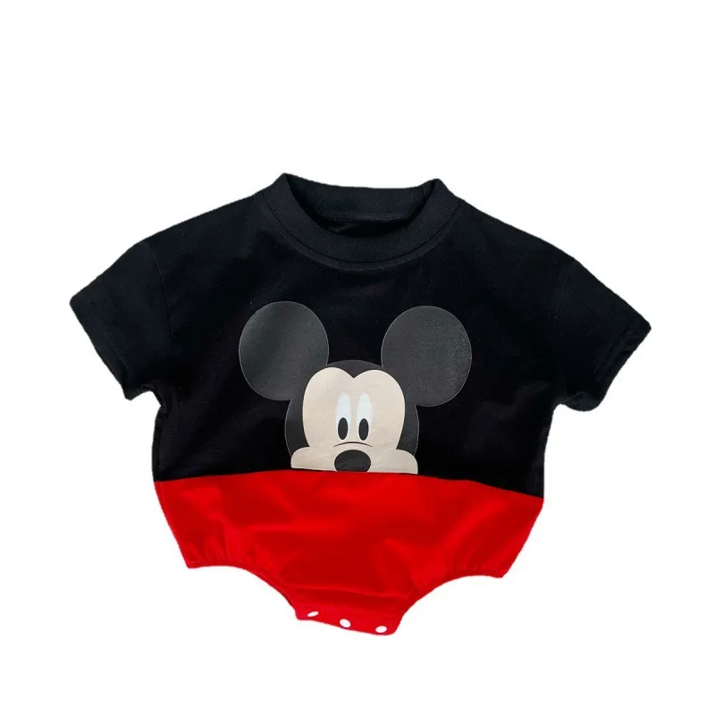 Disney Cartoon Mickey Pattern Roupas de Bebê na Moda, Estilo Unissex, Versão Coreana, Bolsa Solta, Fato de Escalada, 0-2 Anos