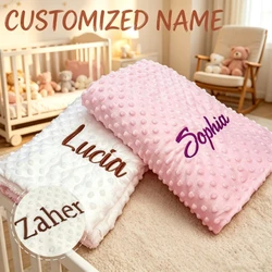 Personalized Baby First Name Cover Kids Custom Blanket Newborn Boy Girl Birthday Gift Swaddle Bed Toddler Stroller Crib Blanket