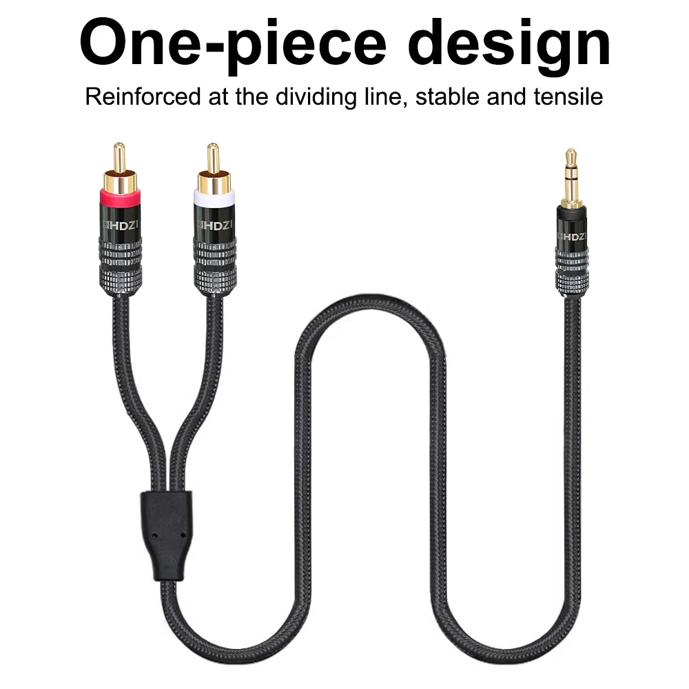 3.5mm to RCA Cable, RCA Male to Aux Audio Adapter HiFi Sound Headphone Jack Adapter Metal Shell RCA Y Splitter RCA