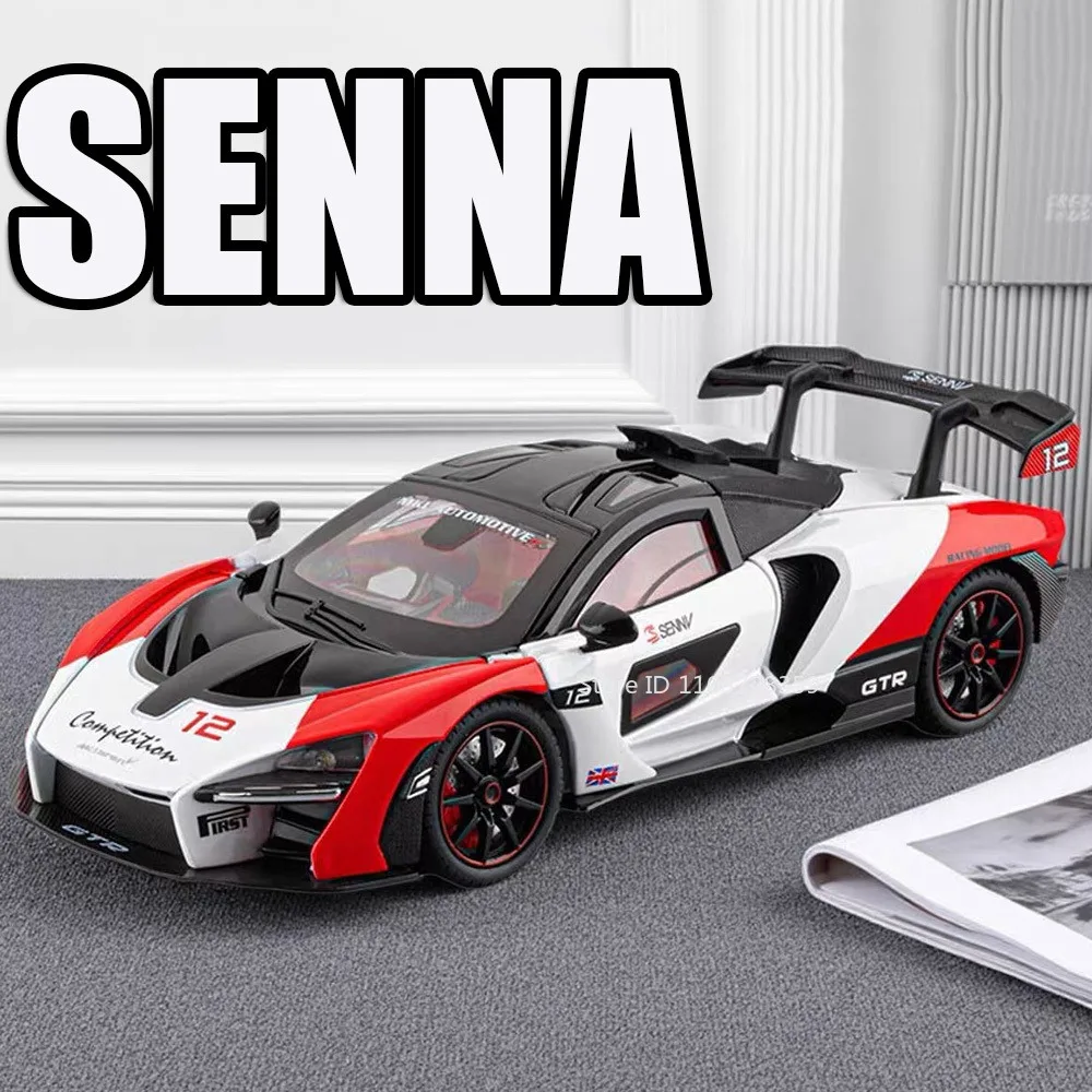 

1:24 Senna 720S Игрушечная модель спортивного автомобиля из сплава, литой под давлением, откатные двери, открытый звук, свет, суперкар, игрушки для детей, любимые подарки