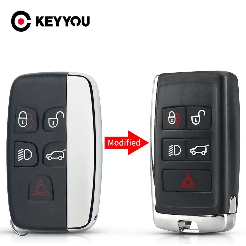 KEYYOU 5BTN Modified Remote Car Key Shell For Land Rover Range Rover Sport Evoque Discovery 4 For Jaguar Freelander XFL XE XJ