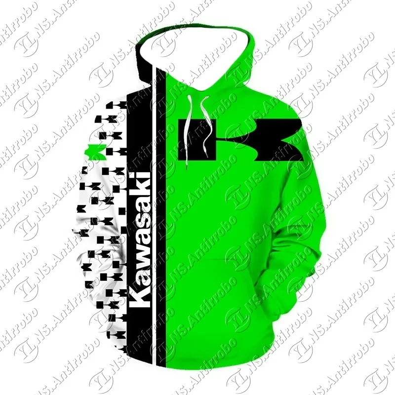 

25-26 Men's Long Sleeve Hoodie Kawasaki Motorcycle Sports Cycling Hoodie Children's Adult Motorcycle Enthusiast Casual 3D Shirt