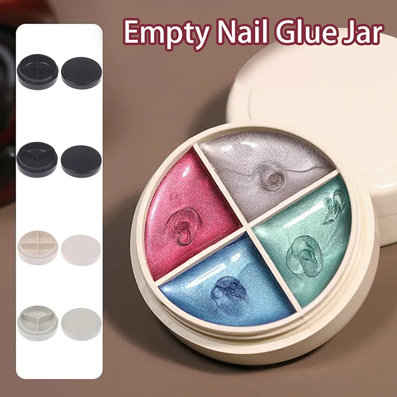 3/4 Grids Nail Patting Gel Empty Jar Glitter Nail Painted Polish Holder Case Packaging Box Manicure UV Glue Organizer Plastic