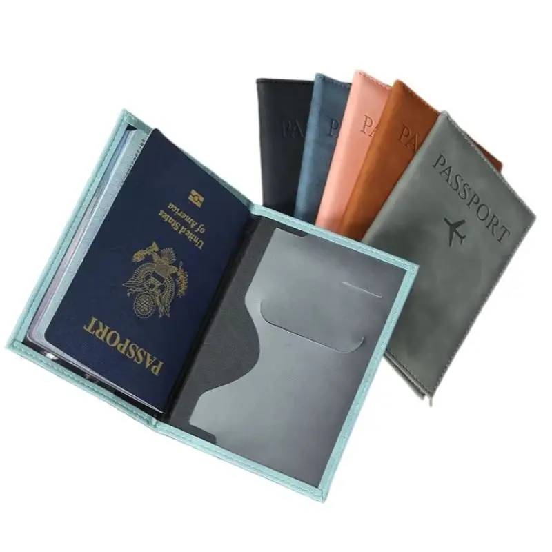 

1Pc 14x10cm PU Leather Passport Holder with Inner Card Slot Pocket Travel Wallet Solid Color Passport Cover Case Protector