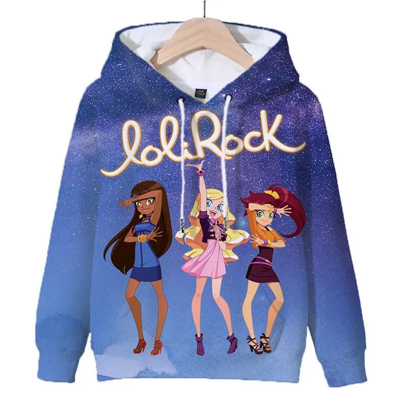 Lolirock dos desenhos animados hoodies crianças impressão 3d moletom topos meninos meninas outono pulôver crianças com capuz kawaii outwear sudadera escolar