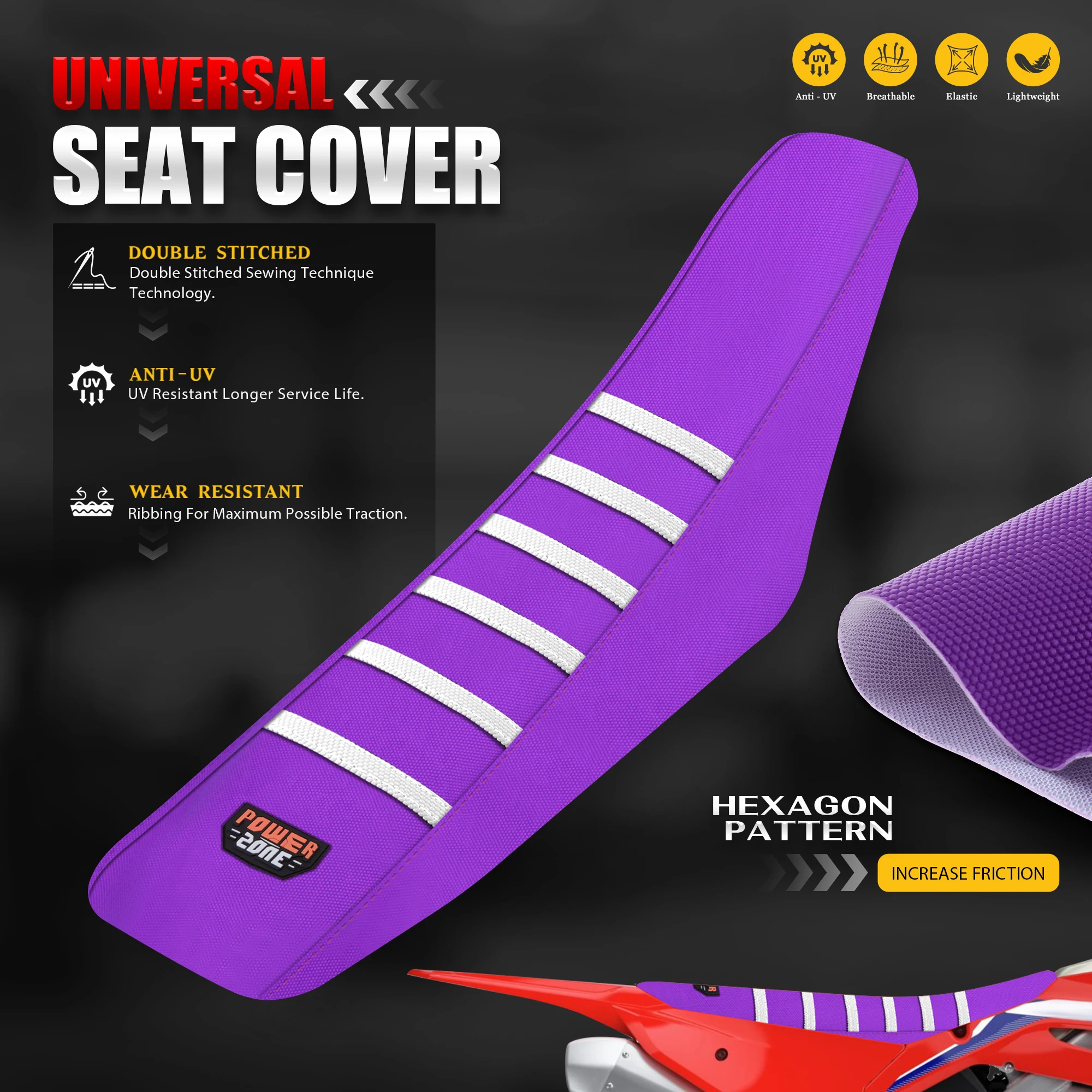 SPACE Universal White Ribs Seat Cover For KTM Honda Yamaha Suzuki Kawasaki EXC SX YZF WRF CR KX KXF Motorcycle Accessories
