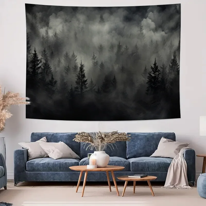 ‌Mysterious Forest Mist Tapestry Art Decor for Bedroom Living Room
