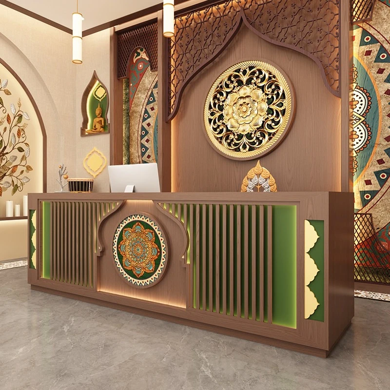 Thai-style retro style reception counter studio health center front desk restaurant hotel mostrador tienda office furniture