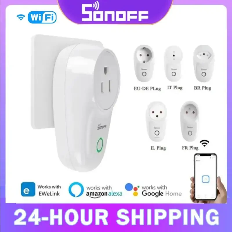 SONOFF WIFI S26R2 Smart Socket DE-EU/BR/FR/IL Smart Plug Module Voice/Remote Control Via Ewelink Alexa Google Home App