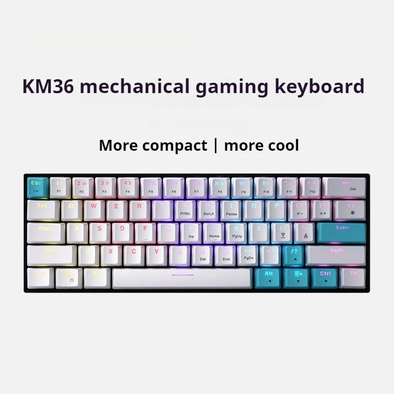 Km36 Esports Wired Mechanical Keyboard 61 Key Cool Backlight Effect Compact Design 1000hz Tablet Laptop Office Gaming Keyboard