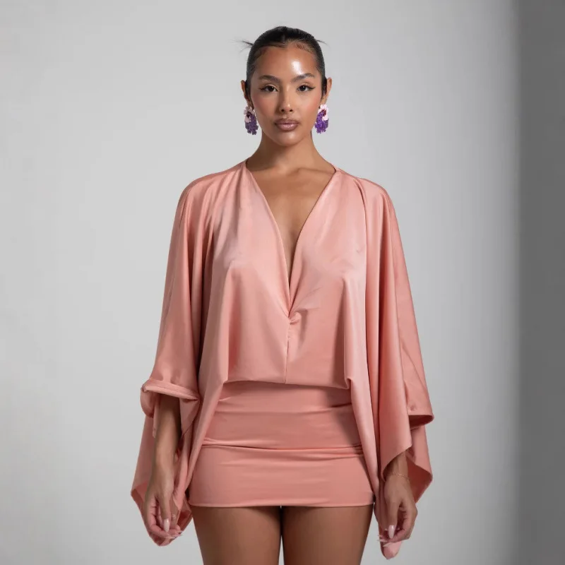 Sexy profundo decote em v oco magro hip vestidos mulher primavera sólido elegante comute senhora vestido outono manga longa cetim mini vestido mujer