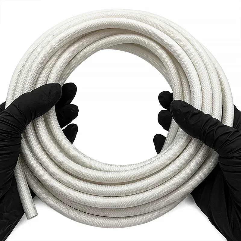 ID2 3 4 5 6~12mm Glass Fiber Braided Sleeved Internal Silicone Material High Temperature Resistant Wiring Insulating Sleeving