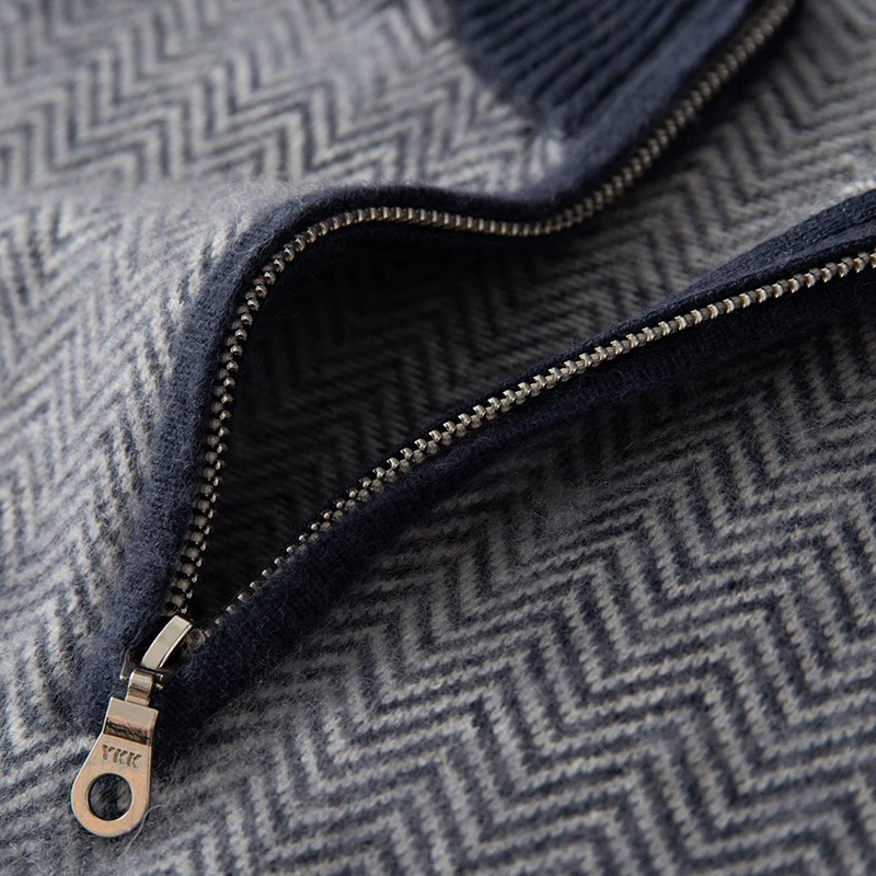 Autumn/Winter New Men's 100% Pure Cashmere Pullover Casual Zipper Knitted Sweater Loose Half High Neck Tops Thick Warm Jumper