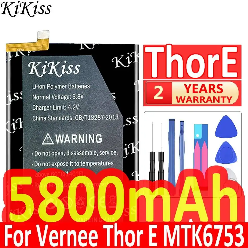 Высокая совместимость с Vernee Thor E MTK6753, долговечная батарея для мобильного телефона, 5800 мАч