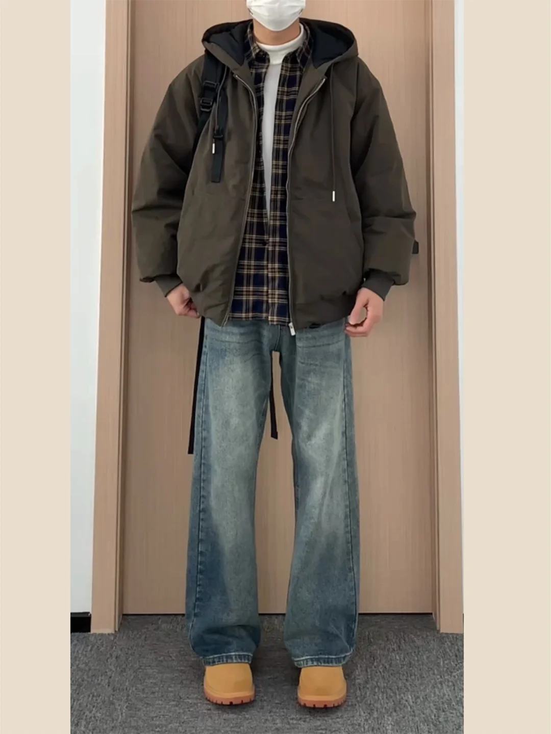 

Мужские джинсы в американском ретро-стиле, синие, прямого кроя, весенне-осенние, свободные, струящиеся, с эффектом подтяжки, Cleanfit, расклешенные брюки