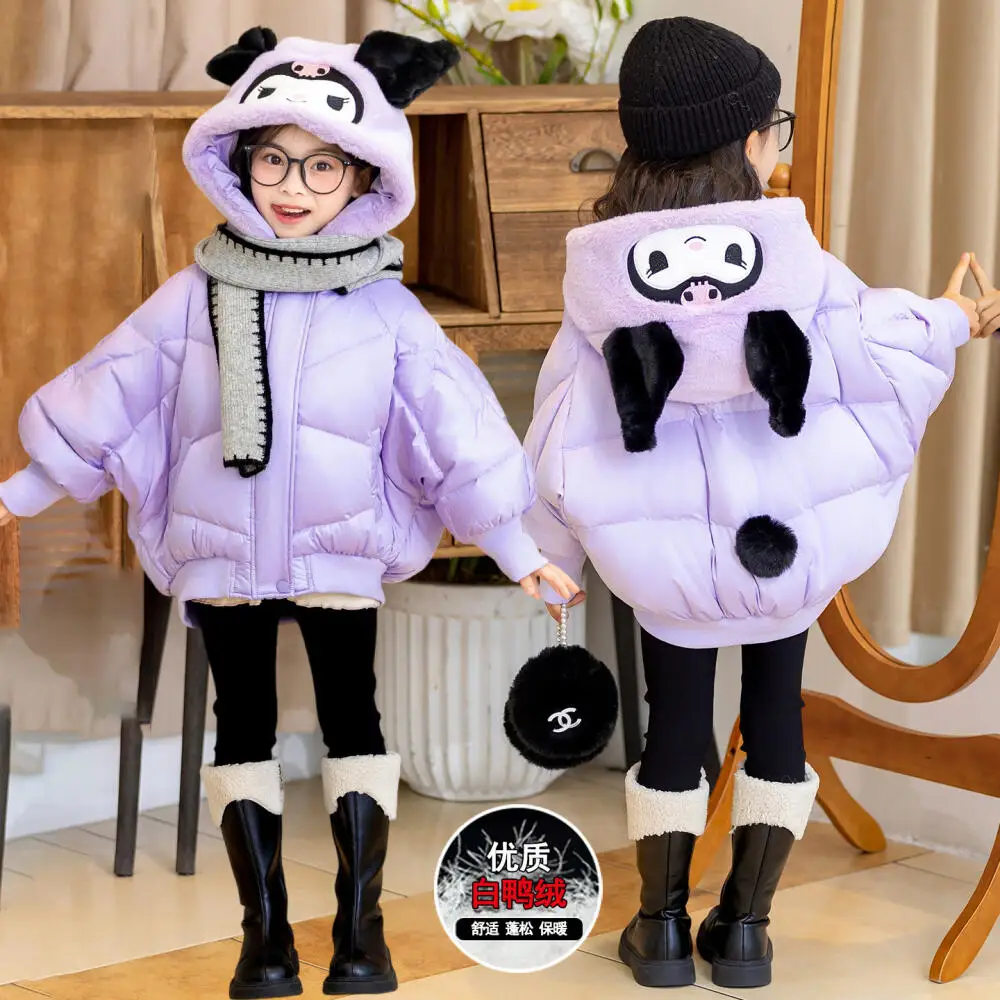 

Sanrio Kawaii Girls' Down Jacket 2025 New Children's Winter Kuromi Coat Little Girl Fashionable Cute Cartoon Winter Clothes