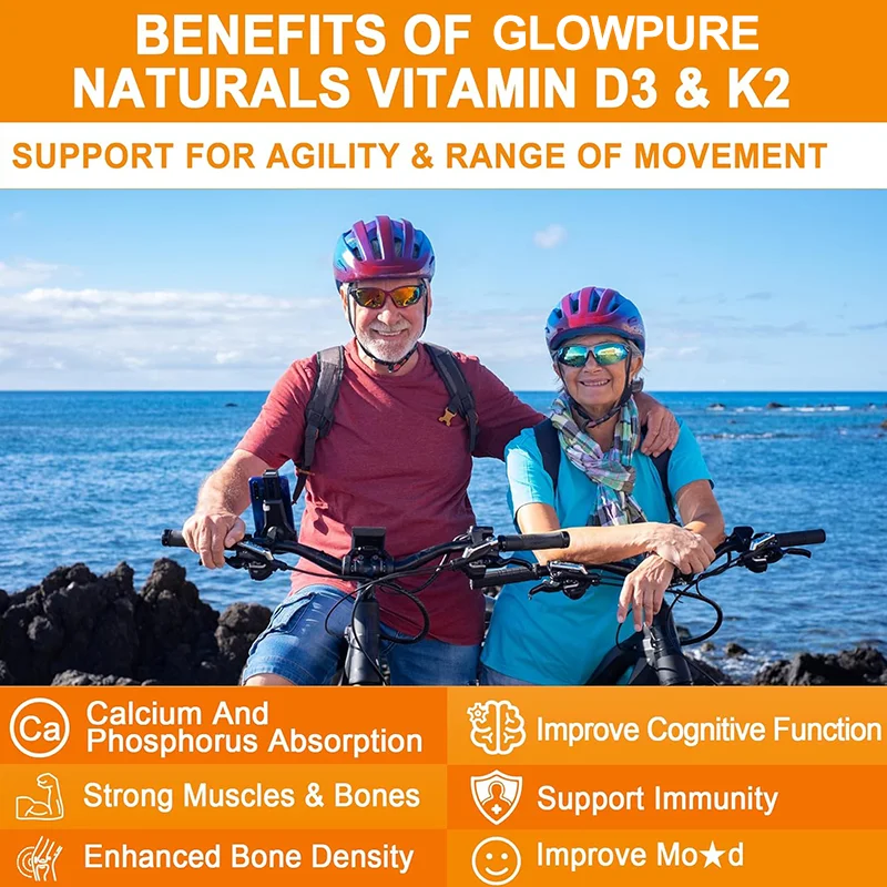 Vitamin D3 K2 Capsule - 20,000 IU Vitamin D3 Promotes Strong Bones, Calcium Absorption, Teeth, Heart, Cardiovascular Health