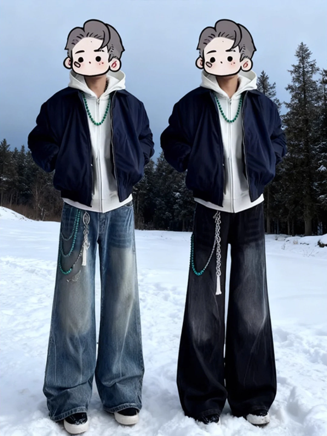 

Cleanfit Men's Fce Lined Denim Jeans Blue Lightning Pattern Thi Warm Winter Straight Leg American Sle Casual Trousers