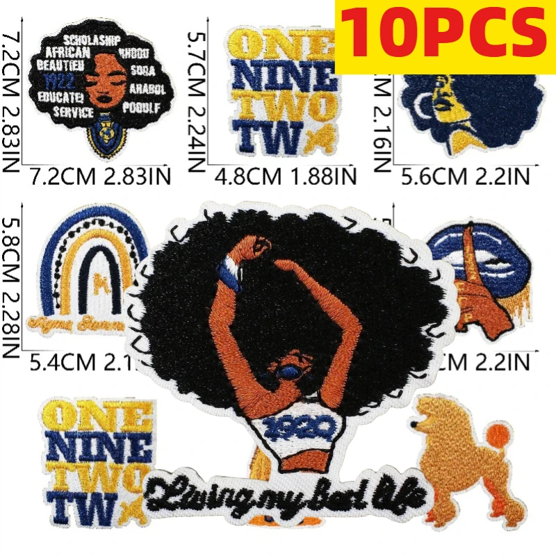 

Набор из 10/12 шт. оптовых трендовых черных вышитых тканевых нашивок/наклеек ко Дню независимости для декора юбок