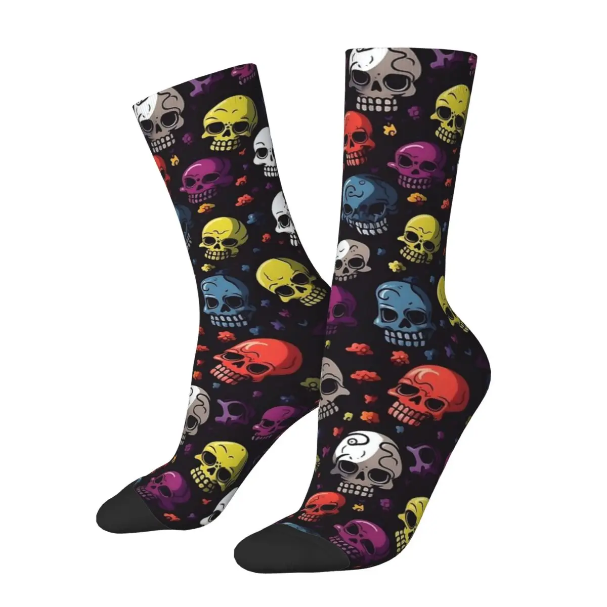 Men's Socks Vibrant Skull Symphony A Cartoonish Kaleidoscope Stockings Spring Korean Socks Design Outdoor Sports Non Slip Socks