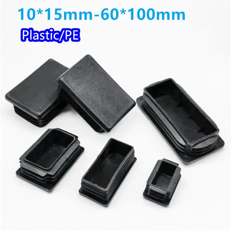 Plastic Rectangle Blanking End Caps Tube Pipe Inserts Plug Square Inner Plug Table 10*15mm-60*100mm Chair Furniture Foot Cover