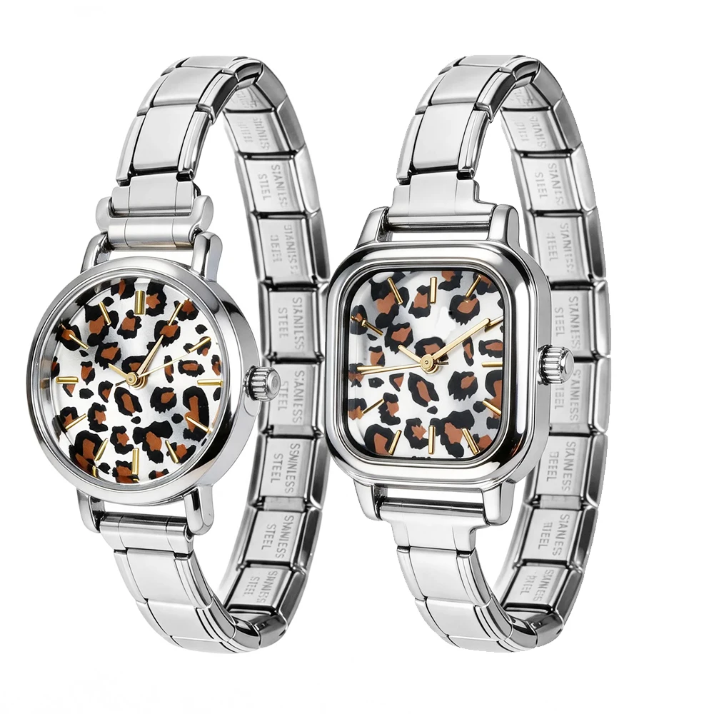 9MM DIY Watch Dial Charm High Quality Stainless Steel Watch Bracelet Bangle Square Round Shape Watch Head Fashion Women Jewelry