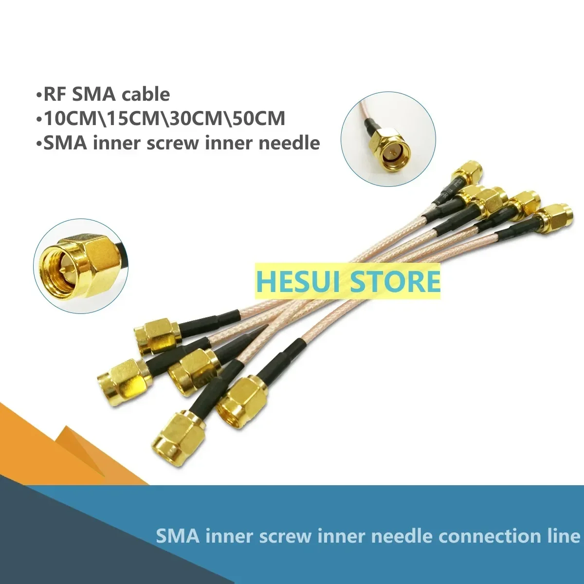 Both ends of the RF SMA cable RG316 are internal needle wires with a length of 15 cm and a feeder transfer