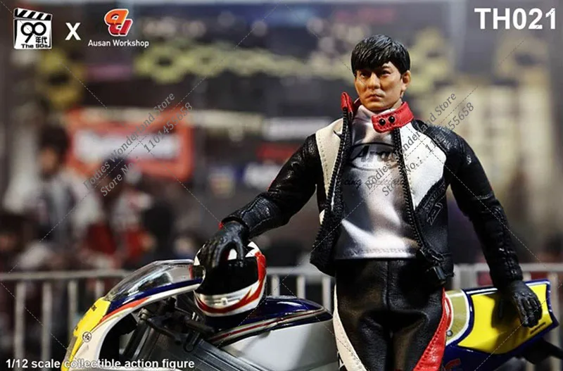 1990s  1/12 Scale Collectible Full Throttle Andy Lau Racing Cars Full Set 6\'\' Action Figure Toys with Customized Motorcycle