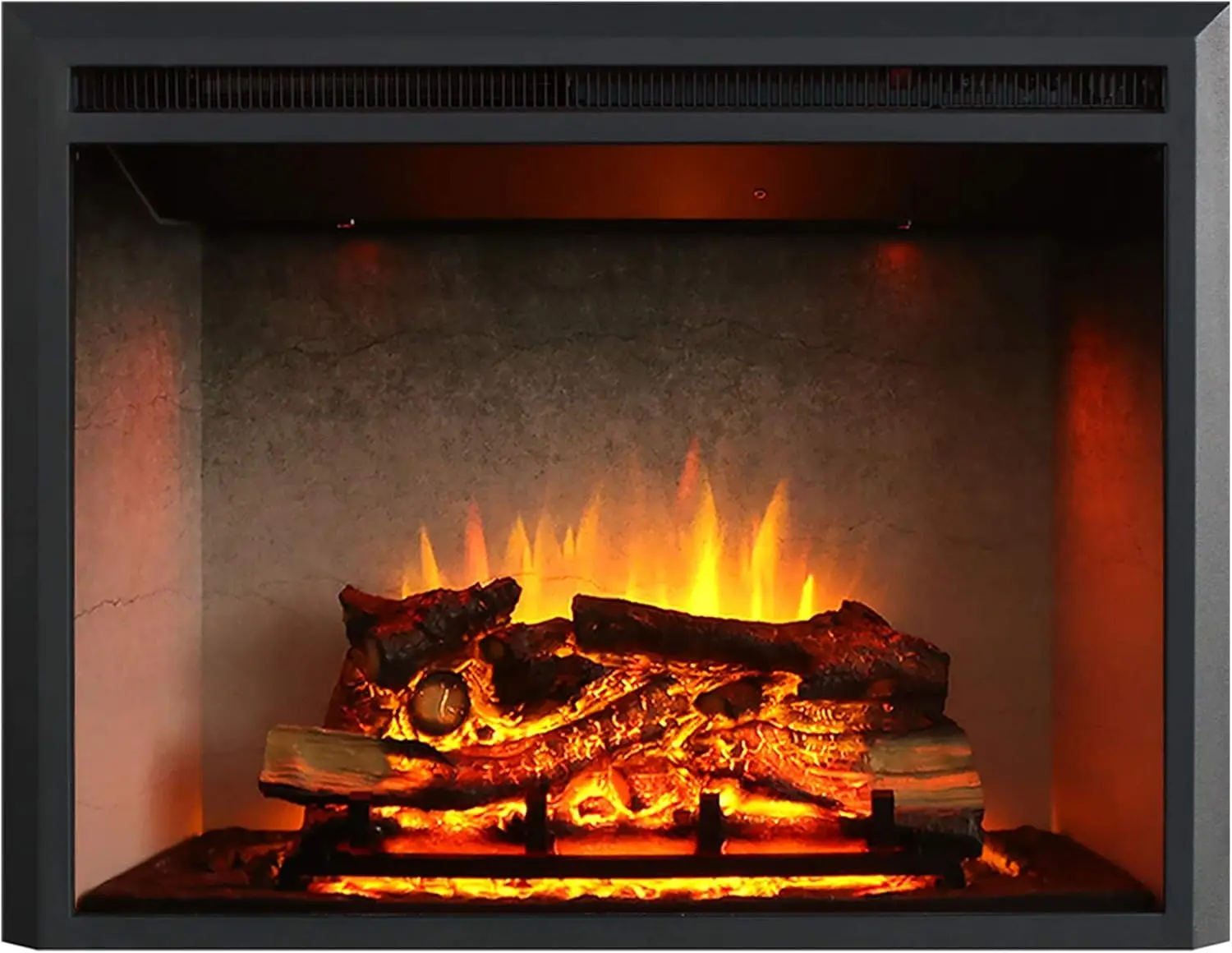 33 Inches, Edward Electric Fireplace Insert with Fire Crackling Sound, Weathered Concrete Interior, Remote Control, 750/1500W,