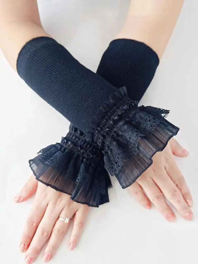 Manchette à Volants en Dentelle pour Femme, Manches sulfartificiel astiques, Coude, Fausses Poignées Amovibles, Poignets Ogo, Pull d'Hiver, Manches Décoratives
