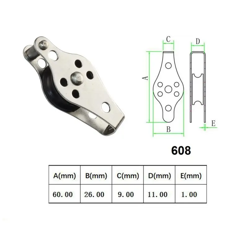 5 SZTUK 605 606 607 608 Rolka koła pasowego 316 Blok koła pasowego ze stali nierdzewnej 25 mm do liny od 2 mm do 8 mm