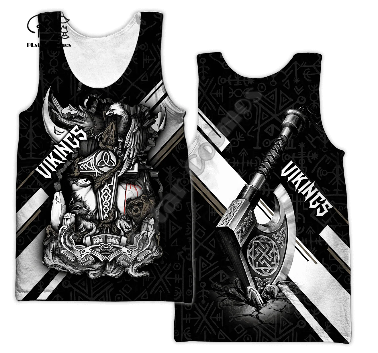 NewFashion Mythical Tattoo Warrior Valhalla God Odin Symbol Retro 3DPrint Summer Harajuku Casual Funny Vest Sleeveless TankTop A