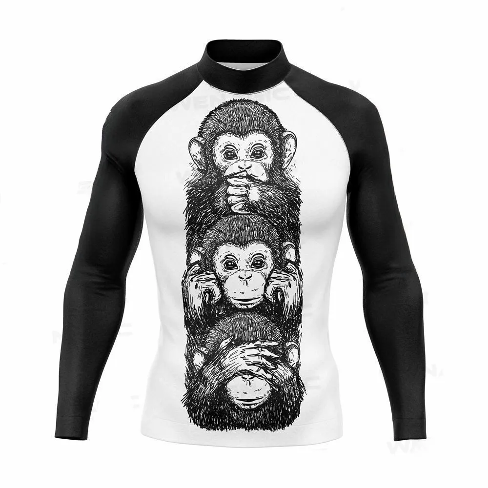 Men’s Long Sleeve Stand Collar Surf Shirt, Quick Dry Breathable Lightweight Rash Guard for Swimming