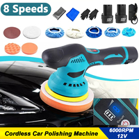 12V Cordless Car Polisher 8 Gears 380W Lithium Electric Polishing Waxing Machine For Repairing Scratches Wireless Sander Polish