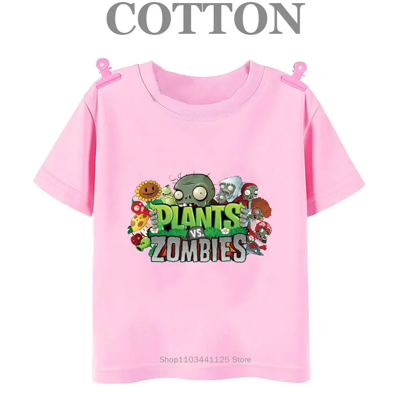 Children Cotton T Shirt Boys Girls Funny Pvz Plants Vs Zombie Plants Vs Zombie 2 Kids T Shirts Video Game Garden Warfare Plants