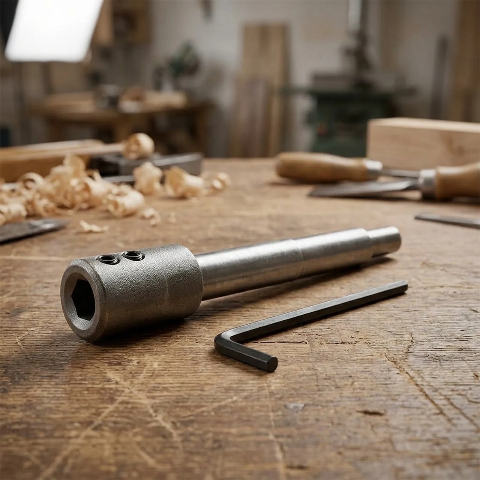Metal Extension Rod with Locking Adapter for Triangular Shanks 9-9.4mm Designed for Woodworking and Thin Sheet Cutting