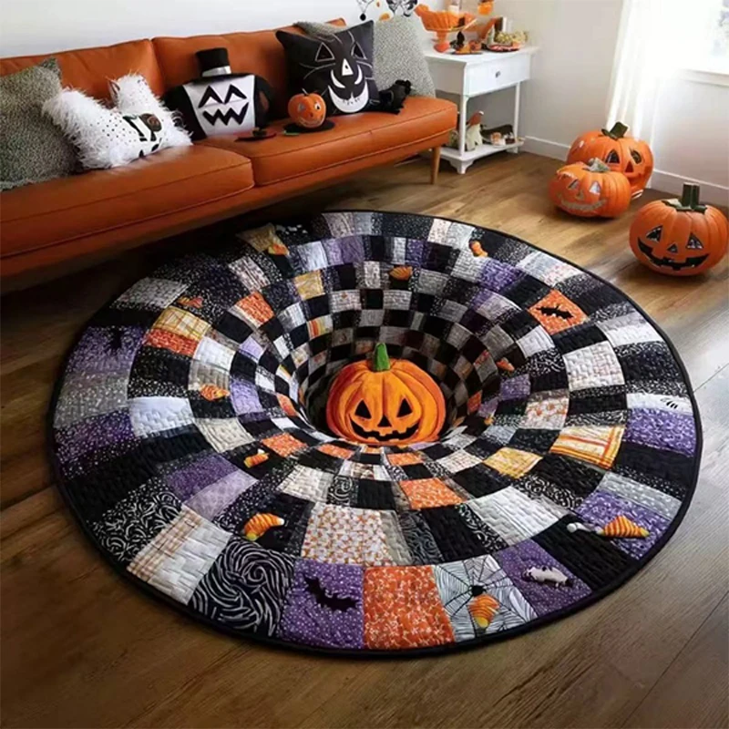 3d Visual Illusion Halloween Round Area Rug, Non-slip Large Floor Carpet, Dirt Resistant & Easy To Clean Floor Mat