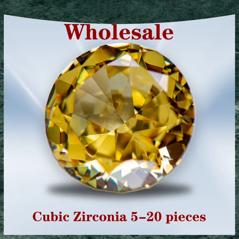 

Cubic Zirconia Wholesale No Certificate Crushed Ice Cut Round Shape Yellow Color Charms Beads for Top Jewelry Making Materials