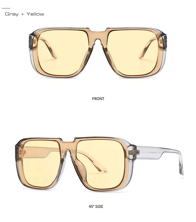 Retro Quadratische Einteilige Sonnenbrille für Männer Verspiegelte Gläser UV400 Flat-Top Herren Mode Sonnenbrille – Detail 6