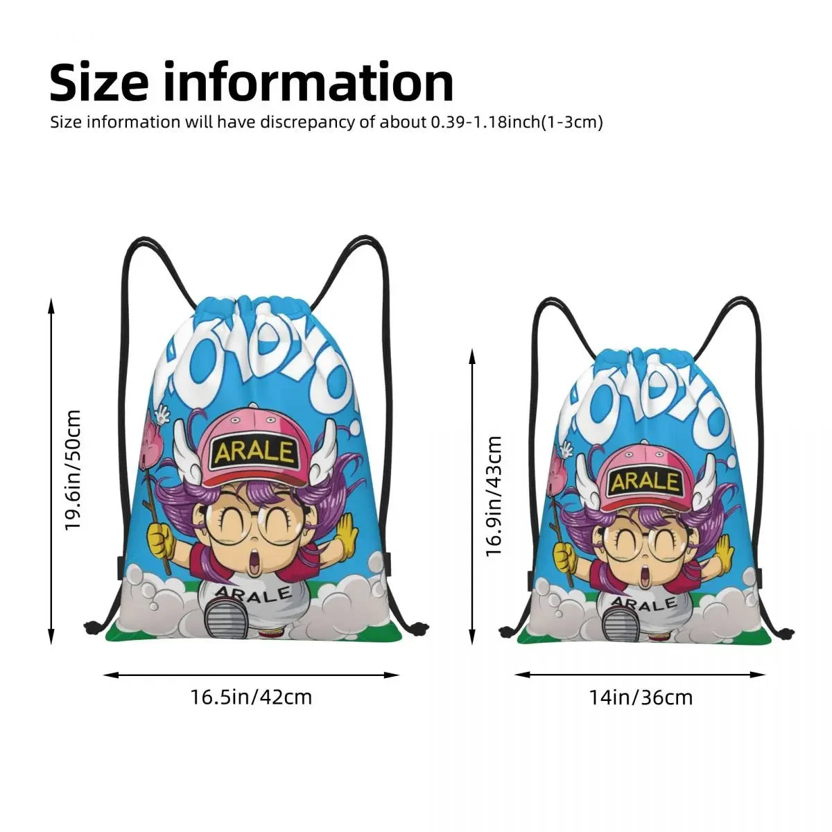 Arale Dr Slump Drawstring Backpack Sports Gym Sackpack Japanese Anime String Bag for Exercise