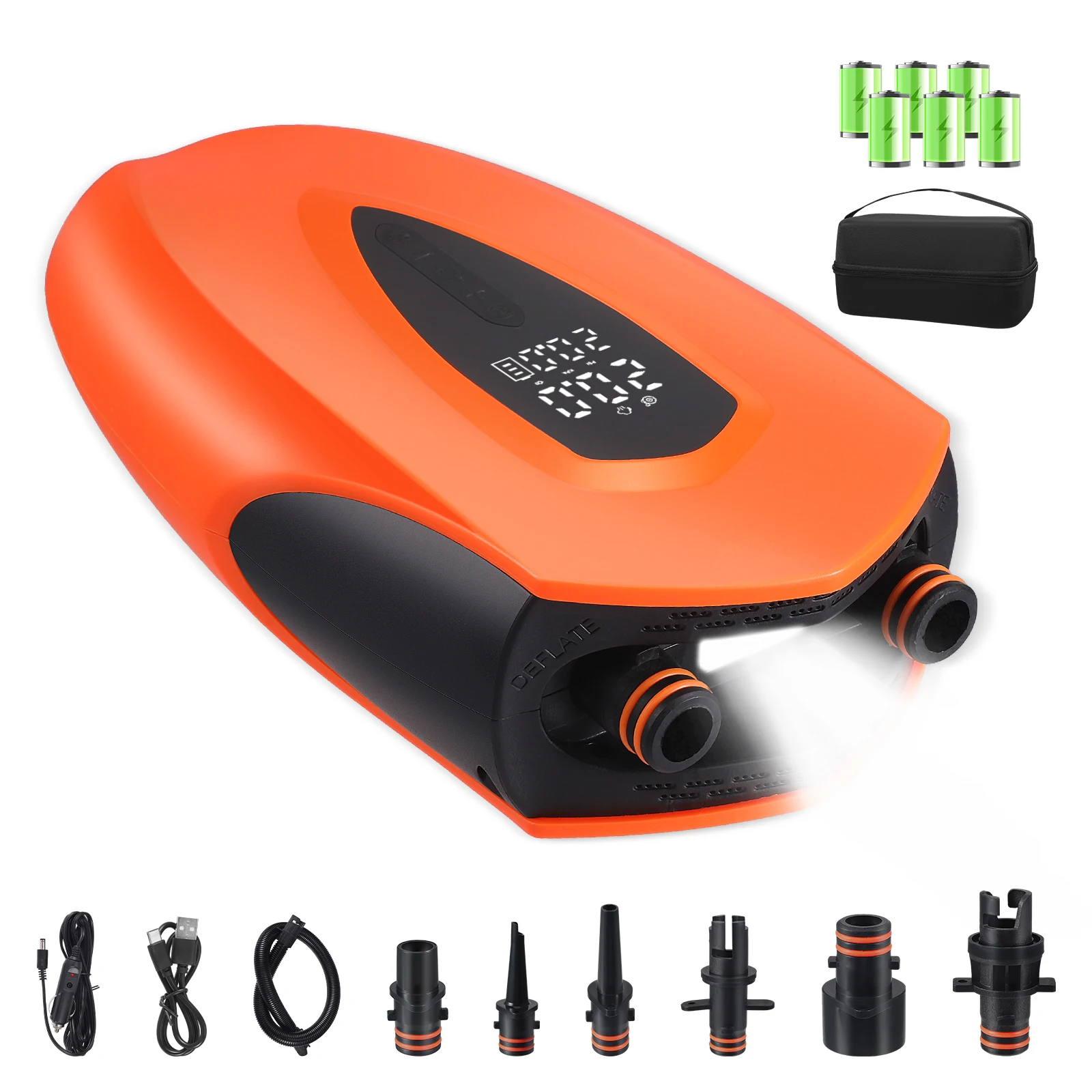 

Электрический насос для SUP-досок 20PSI, 12000 мАч, с автоматическим отключением и цифровым дисплеем, для надувных лодок и матрасов