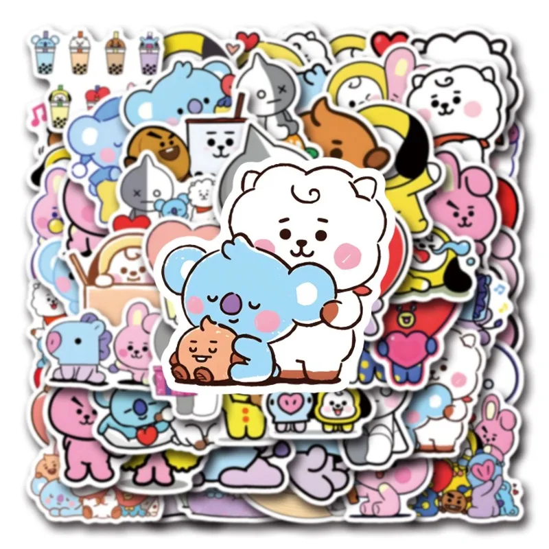 100/200PCS BT21 Chimmy Cooky koya RJ Shooky Mang Sticker High Color Value Cartoon Printing Creative Hand Ledger Decoration - view 2