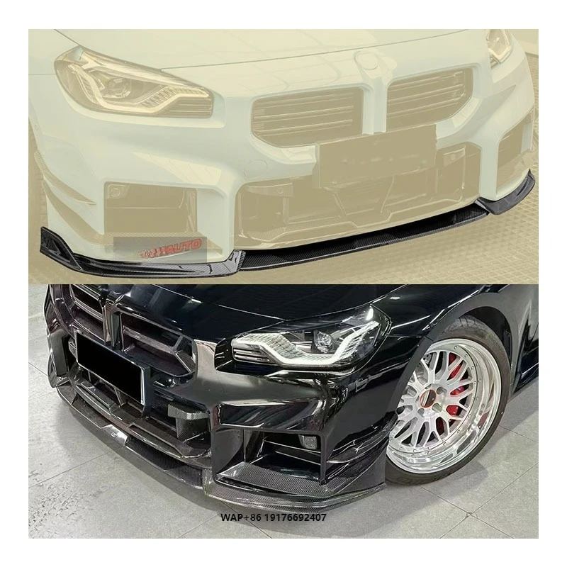 

For G87 M2 Custom Front Lip Corner Dry Carbon Fiber Bumper with Exhaust Cut-Outs New Bolt-On Car Accessory
